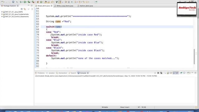 # 74 Java - Break Statement | Break Java Tutorial|Break statement in Java|Java Break|Java|RedSysTec смотреть онлайн