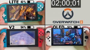 Battery Life of Overwatch 2 Nintendo Switch LITE vs. Standard V2 vs. OLED
