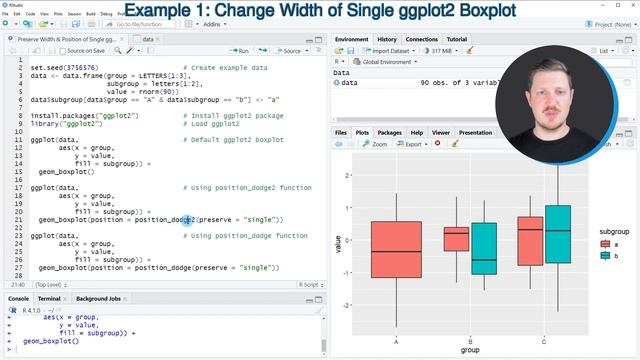 Preserve Width & Position of Single ggplot2 Boxplot in R (2 Examples) | position_dodge() Function смотреть онлайн