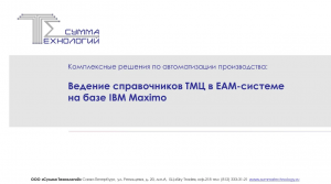 Ведение справочников ТМЦ в EAM-системе на базе IBM Maximo