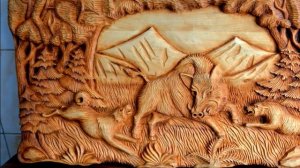 Резная картина ,настеное пано из дерева.