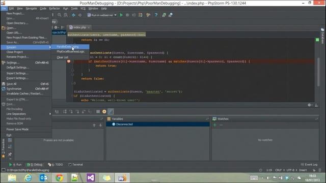 Debugging PHP with PhpStorm