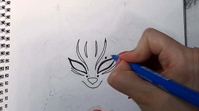 Простой рисунок .Маска зайчика в японском стиле.Рисунки для начинающих. смотреть онлайн