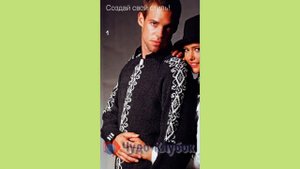Мужские модели  с узором жаккард вязаные спицами
