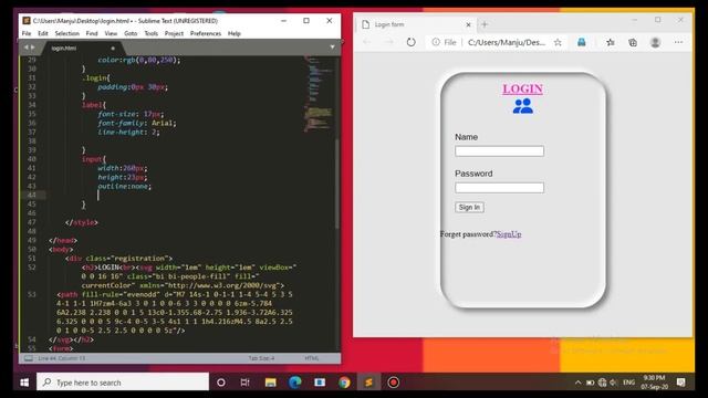 Login Form Validation Using HTML,CSS and JavaScript | CSS Animation |