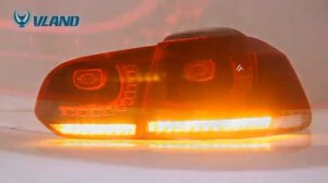 VLAND LED Tail lights For Volkswagen (VW) Golf 6 MK6 (TSI GTI R TDI GTD LPG) 2008-2014 - Red & Clea