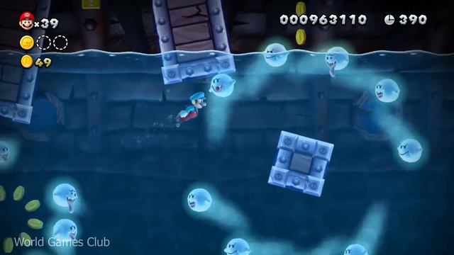 Прохождение New Super Mario Bros U (Wii U) затонувший корабль с привидениями смотреть онлайн