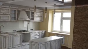 Кухня. Фасад ясень, эмаль белая, патина золото.(Furniture,cabinet).