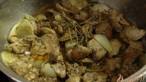 Пудинг из куриной печени с шампиньонами