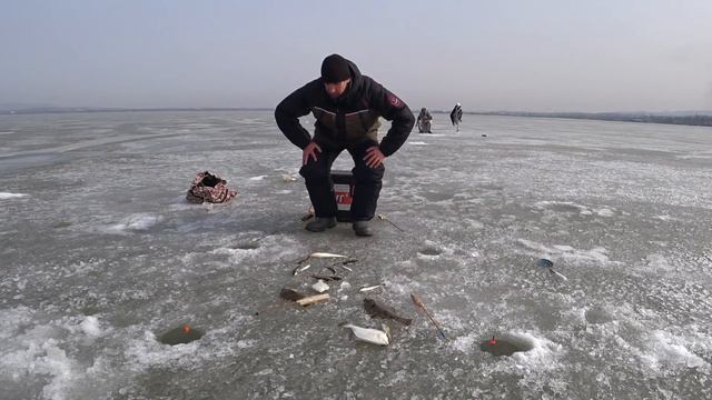Тонкий опасный лед проседает под нашим весом! Подледная рыбалка на поплавок!