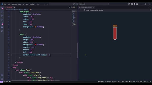 Potion Loader Animation using HTML and CSS.