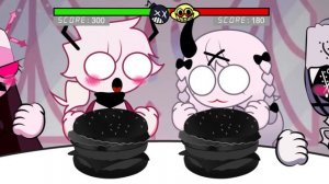 BLACK VS YELLOW FOOD Challenge! -FridayNightFunkin (feat. Ruv,Sel,Sarvente,Rasazy) ANIMATION MUKBAN