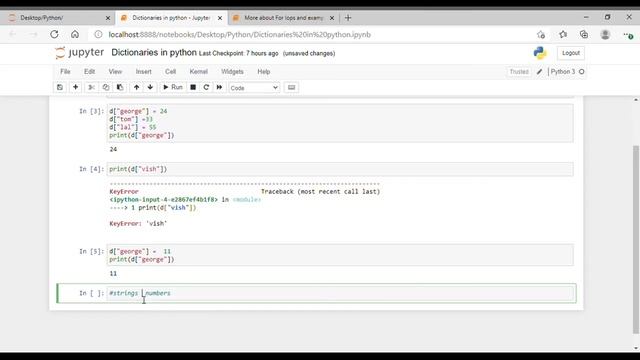 Dictionaries in python