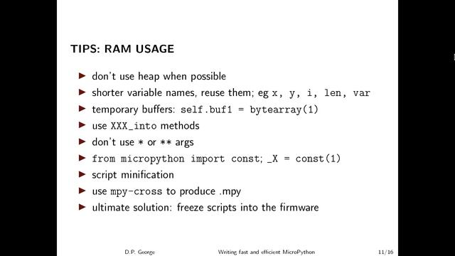 Writing fast and efficient MicroPython