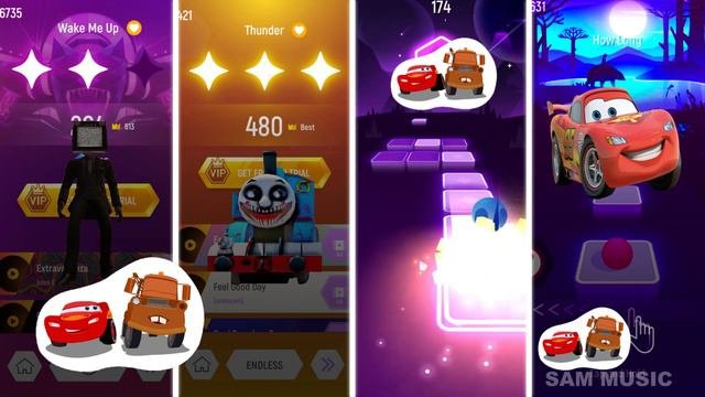 Large TV Man Vs Thomas The Train Exe Vs Lightning McQueen Vs Lightning McQueen - Tiles Hop EDM Rush