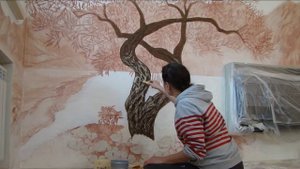 Мастер класс Барельеф дерева/ роспись стен * Необычный декор стен своими руками*