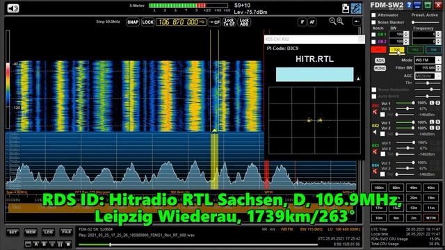 25.05.2021 17:25UTC, [Es], Hitradio RTL Sachsen, Германия, 106.9МГц, 1739км