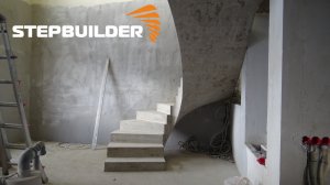 Полувинтовая монолитная лестница из бетона. Монтаж. Stepbuilder