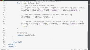 JavaScript function that shuffles a string of characters | Math.floor(Math.random() * string.length