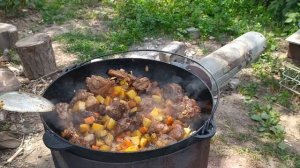 Очень вкусный ЛАГМАН в казане на костре!!!