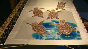 BATIK SILK PAINTING WITH JEAN-BAPTISTE - FINE ART - SEA TURTLE