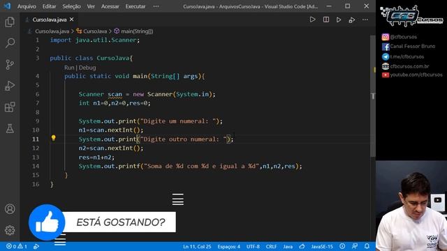 Obtendo dados do teclado com um objeto da classe Scanner - Curso de Java - Aula 04 смотреть онлайн