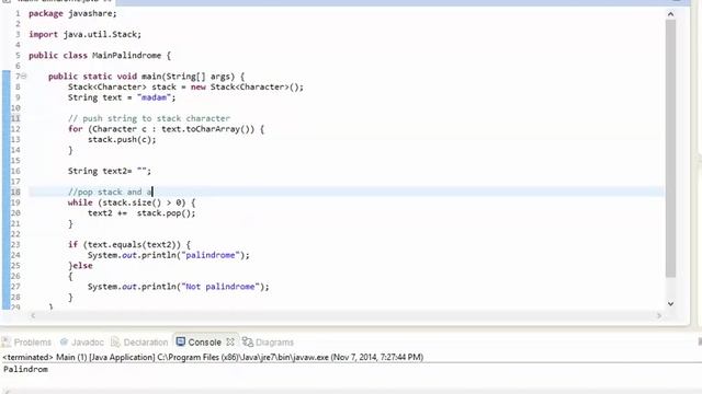 EASY JAVA TUTORIAL - Palindrome Using Stack смотреть онлайн