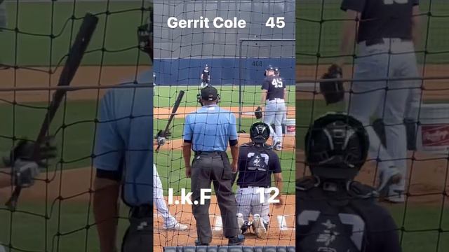 NYY Ace Gerrit Cole throws live BP to IKF.  New York Yankees spring training 2023 Steinbrenner Fiel