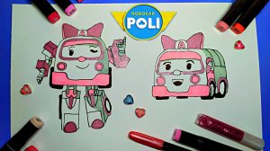 Рисунок-раскраска "Эмбер" Робокар Поли