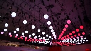 Kinetic Lights Installation with DMX winches and lift LED balls