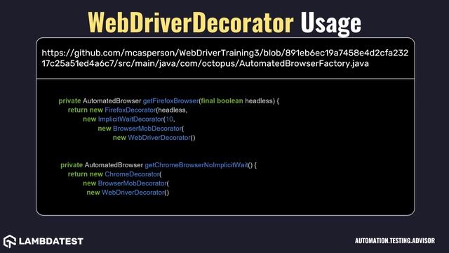 org openqa selenium support decorators WebDriverDecorator with example смотреть онлайн