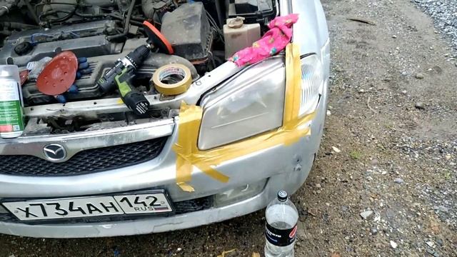 Покрытие фары акриловым лаком