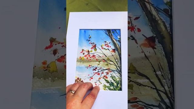 Осенний пейзаж, нарисуй акварелью. painting process my chanel смотреть онлайн
