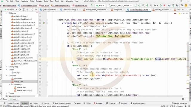 Kotlin Tutorial: Spinner in Kotlin | ANDROID KOTLIN SPINNER | #learnvibes #androiddevelopment
