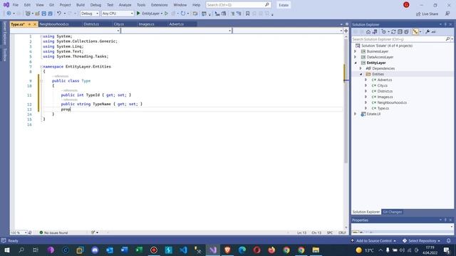.Net Core 5.0 ile Emlak Sitesi - Veri Tabanı Tablolarının Oluşturulması -3