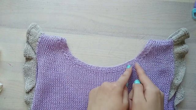 Вязанная майка с воланами из хлопка Мастер класс