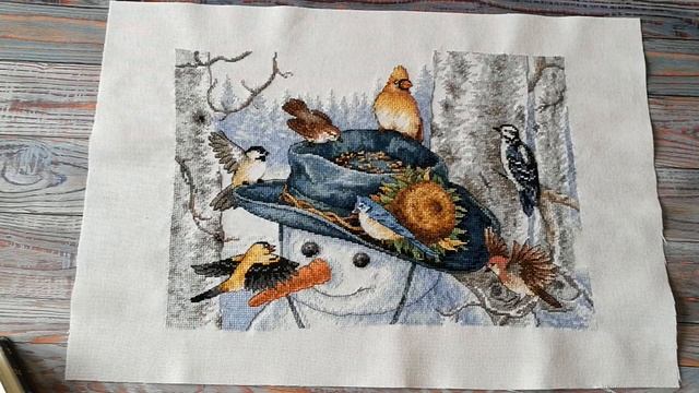 Завершенный процесс Sunflower Snowman Dimensions Вышивка крестом смотреть онлайн