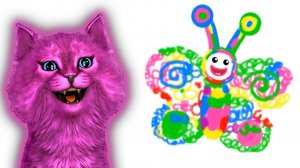 РИСУЕМ БАБОЧКУ ИГРА для ДЕТЕЙ говорящий КОТЕНОК АБИ играет ДЕТСКИЙ ЛЕТСПЛЕЙ