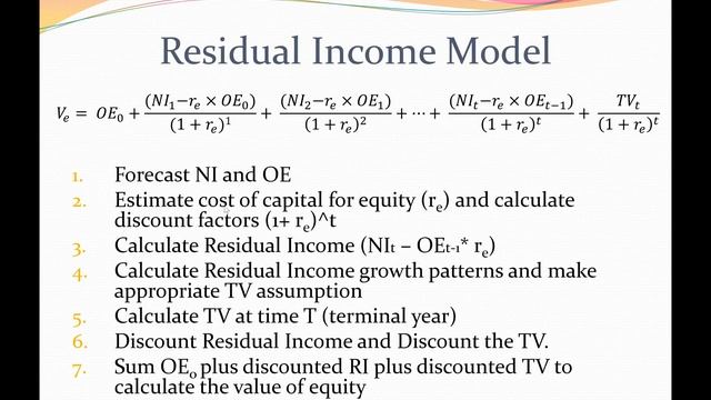 Residual Income Model Demonstration смотреть онлайн