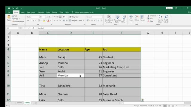 Adjust Column Height and Row Width Using Short Cut Keys in Excel