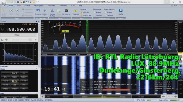 29.05.2024 12:40UTC, [Es], RTL Radio Lëtzebuerg, Люксембург, 88.9МГц, 2216км