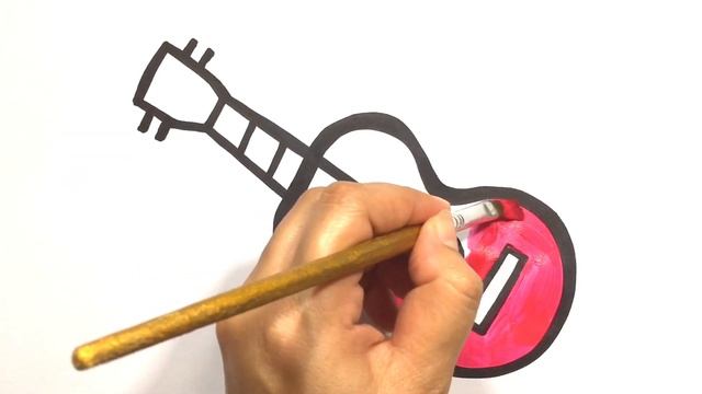 Kак рисовать гитару ? | How to draw a Guitar | Bolalar uchun gitara chizish