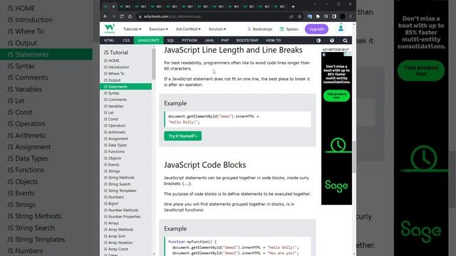 5_JS JavaScript Statements. Операторы.  JavaScript Tutorial w3schools.com