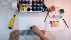 Рисуем Русскую печь Губкой и Малярным скотчем / Нетрадиционные техники рисования