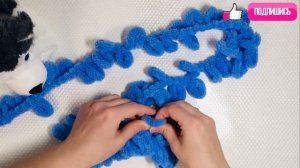 Узор Сердечки из Alize Puffy легко вязать без спиц и крючка