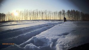 САМОДЕЛЬНЫЙ СНЕГОХОД,первый выезд,старые лыжи