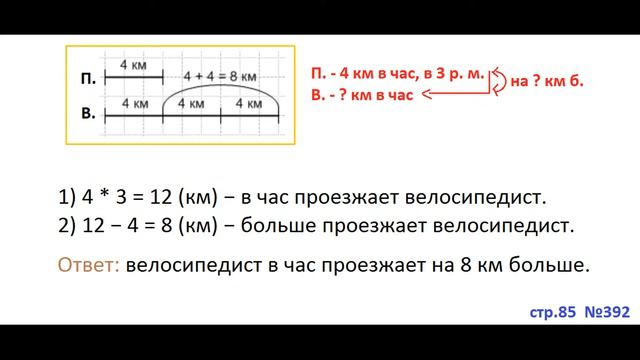 ГДЗ 4 класс Страница.85 392 Математика Учебник 1 часть Моро