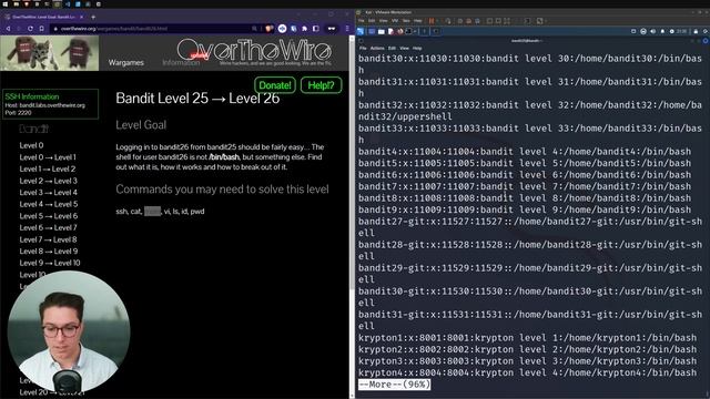 over the wire bandit walkthrough level 25 - 29  • free ctf beginner guide • bandit levels 25 to 29