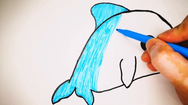 How to draw a funny dolphin? Drawings for kids. Learning to draw. смотреть онлайн