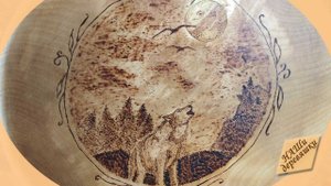 Рисование огнём - пирография. Выжигаем Волка. Симпатичный результат